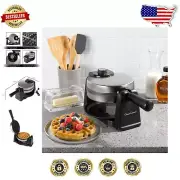 Classic Waffle Maker with Non-Stick Plates - 180° Flip Design for Easy Cleanup