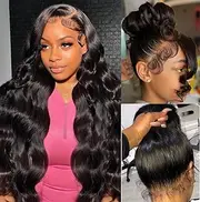 Uonoco 360 Lace Front Wigs Human Hair Pre Plucked 360 HD Full Lace Frontal Black Wigs Human Hair Pre Plucked Body Wave Transparent Lace Front Wigs Human Haiir for Women With Baby Hair 20 Inch