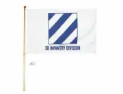 5' Wood Flag Pole Kit Bracket With 3x5 Army 3rd Infantry Division White Flag