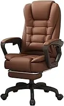 Executive Desk Chair High Back Executive Office Chair Leather Home Office Desk Chairs with Lumbar Suppor, Ergonomic Comfy Reclining Office Chair, Swivel Chairs with Wheels Office Chair(Brown)