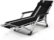 Chair Recliner Chair Heavy Duty Folding Camping Cot Bed,Adults/Portable Bed with Carry Bag for Camping Home Office,Support 200kg (Color : Black,Size : with Cushion),Size:with Cushion,Colour