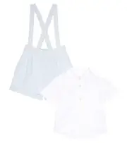 [Polo Ralph Lauren Kids] Polo Ralph Lauren Kids Baby cotton and linen shirt and overalls set M 6 multicoloured