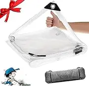 Clear Tarp, Clear Waterproof Tarps Heavy Duty Waterproof with Reinforced Edge, 16Mil Thickened Tear Resistant PVC Vinyl Tarpaulin Enclosure for Patio,Porch and Outdoor (3' x 6'(0.9x1.8m))