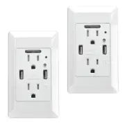 2PK Dual 4.2A Rapid Charging USB Hotel House Bar Outlet Wall Socket w Nightlight