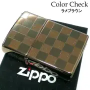 Zippo Color Check Lame Brown Brass Clear Coating Oil Lighter Regular Case Japan