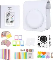 Aisnyho 11 in 1 Accessories Kit for Fujifilm Instax Mini 12 Camera with Camera Case+Photo Album+DIY Sticker+Wall Hanging Frame+L Tabletop Frame, Clay White