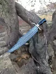 Custom Handmade Damascus steel Musso Bowie knife Handle Micarta with Brass guard