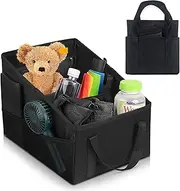 Car Seat Organizer, Collapsible Car Seat Storage Organizer for Console Front/Back Seat, Multifunction Automotive Backseat Organizer with Belt Cup Holders for Kids Travel Accessories