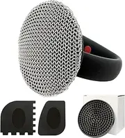 MEIXINZHI Cast Iron Scrubber and Skillet Cleaner With 2 Pan Grill Scrapers - Chain Mail for Cleaning Cast Iron (Black With Mat)