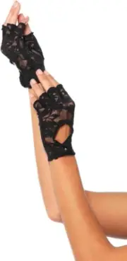 Leg Avenue Lace Keyhole Fingerless Gloves, Black, Onesize
