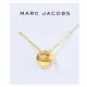 【MARC JACOBS 馬克賈伯】圓形LOGO水鑽花朵雙垂墜吊飾項鍊(金)