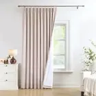 Pinch Pleated Blackout Curtain Panels with Full Blackout Liner Linen Texture ...
