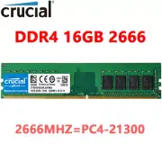 Crucial DDR4 16GB 1X16GB 2666 Mhz PC4-21300 288pins Desktop Memory Dimm Ram