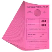 100 Pack Pink Parking Permit Hang Tags for Car Rear View Mirror, Numbered 1-100
