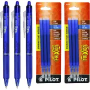 Pilot Frixion Clicker Erasable Blue Gel Ink Pens, 3 Pens With 2 Pk of Refills