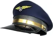1 PCS Pilot Hat,Costume Accessory for Masquerade Party,Captain Adjustable Hat Halloween Party Cosplay Supplies （Navy Blue)