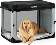 ZOMISIA Collapsible Dog Crate for Large Dogs - 42 Inch Dog Travel Crate Portable with Breathable Mesh Windows, Soft Sided Dog Kennel Foldable for Indoor and Outdoor, Grey