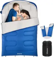 KingCamp Double Sleeping Bags for Adults, XL Big and Tall 92.5in * 63", Blue