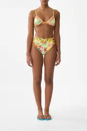 HIGH WAIST PANT W MULTI STRAP BUTTON SIDES AROMATIC TIGER FLOWER
