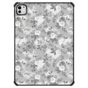 iPad Pro 11-inch (M4) iPad Impact Case Black white mint watercolor brush strokes paint floral