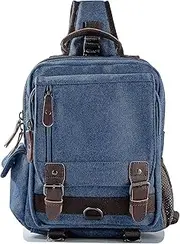 [Sechunk] Canvas Messenger Bag Sling Bag Crossbody Bag Shoulder Bag Retro Cross Body Handbags (Large, Blue)