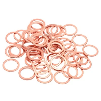 60Pcs M14 Flat Copper Washers 14x18x1mm Copper Flat Sealing Ring Washers