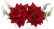 MOTHNUR Artificial Flowers Slide Hair Barrettes with Metal Accessories Hairpins for Bridal Clip Party Flower Hair Comb Design Bride Girl Formal Events Artificial Flower Hair Slide Comb