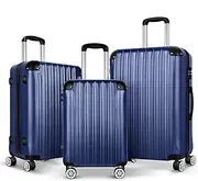 [ALFORDSON] 3PCs Hardside Luggage Set 20" 24" and 28" Dark Blue Color, Hardshell Suitcases Set with Spinner Wheels, TSA Lock & Corner Protector, Carry-on & Checked Baggages Trio Pack