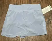 NEW Lululemon Pace Rival Skirt Mid-Rise 17" Length Extra Long Blue Linen Size 2