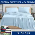2000TC Egyptian Cotton Sheet Set + 2x Pillow Flat Fitted Sheet Queen King Double
