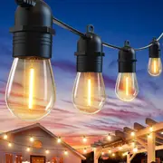 LED Outdoor String Lights 15+1Bulbs Shatterproof Waterproof