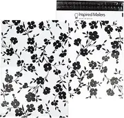 Inspired Mailers - Poly Mailers 10x13-100 Pack - Black Floral - Package Bags - Cute Poly Mailers - Mail Packaging Bags - Shirt Bags for Shipping - Poly Bags 10x13