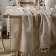 Tablecloth Cotton and Linen Rectangular Tablecloth for table Tassel Table Cover