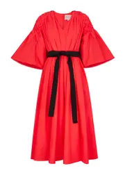 Roksanda Electra Cotton-poplin Midi Dress - Red - 10 10
