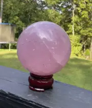 Polished Pink ROSE QUARTZ CRYSTAL Sphere Ball 10.5” Circumference