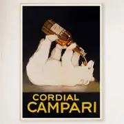 Stunning Campari Polar Bear Vintage Poster by Leonetto Cappiello - Art Deco, Wood Frame, A3 30 x 42cm (12 x 16inch)