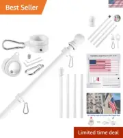 Weather-Resistant 5 FT White Flag Pole for Homes with Tangle-Free Hardware Set
