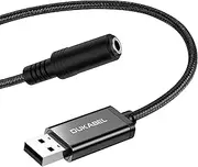 DUKABEL USB to 3.5mm Jack Audio Adapter, USB to Aux Cable with TRRS 4-Pole Mic-Supported USB to Headphone AUX Adapter Built-in Chip External Sound Card for PC PS4 PS5 and More [9.8 inch]