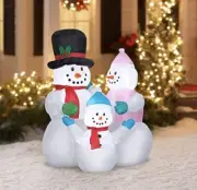 Holiday Time Snowman Family Scene Inflatable Decoration 4ft Tall