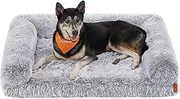 Feandrea Fluffy XL Orthopedic Dog Sofa for Medium and Large Dogs, Egg Crate Foam Pet Couch With Sides and Removable Washable Cover, 106 x 80 x 23 cm, Grey Ombré PGW233G01
