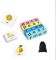 YOROOHA Educational Toys for Toddlers 3-5 Years, Matching Letter Games Preschool Montessori Toys, Word Spelling Learning Toys for Kids, Wooden Rotating Letter Blocks, Small Size