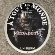 Unibroue A Tout Le Monde Tin Beer Sign Megadeth Music Band Memorabilia - NEW