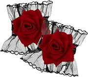 [Generic] 1 Pair Lace Sleeves Vintage Gloves for Women Victorian Accessories Lace Wrist Cuff Victorian Gloves for Women Lace Hand Sleeve Lace Floral Gloves Prom Wrist Corsage Polyester Black