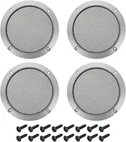 uxcell 4 Pcs 5inch Black Speaker Grill Mesh Metal Woofer Guard Protector Dust Cover Iron Gray Decorative Circle ABS Frame with Screws for Home Audio Car Speaker Replacement
