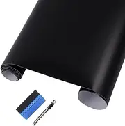 LZLRUN Matte Black Vinyl Wrap Self Adhesive Air Release Bubble - Outdoor Rated for Automotive Use - 12" x 60" Knife + Hand Tool (1FT X 5FT)