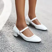 Retro Vintage 1950s Roaring 20s Shoes Mary Jane Shoes Chunky Heels Buckle Solid Color Women's Casual Daily Bachelorette Party Adults' Shoes Spring Fall