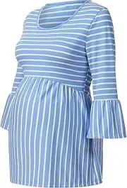 [Savi Mom] Swingy Blue Maternity Tunic Top Great Stretchy Soft Comfortable Lightweight Fabric