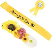 Hoement 1 Set Mommy Sash Pregnancy Sash Belt Floral Waist Belt Daddy Corsage for Showers Gender Reveals Maternity Photo Props Comfortable Durable