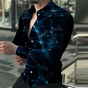 Men's Geometric Pattern Constellation Shirt Button Up Shirt Long Sleeve Fashion Designer Casual Outdoor Street Holiday Summer Spring Turndown Print Button-Down