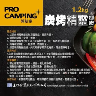 【Pro Kamping 領航家】炭烤精靈椰炭1.2KG/12入(烤肉木炭 無煙木炭 炭精椰炭 環保椰子炭 燒烤木炭)